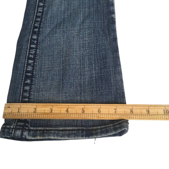 PREMIERE by rue21 Jeans Womens 3/4R Blue Slim Boot Stretch Embellished Pockets - Picture 5 of 15